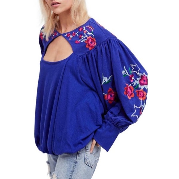 Free People Tops - FREE PEOPLE Lita Embroidered Pull Over Blouse M